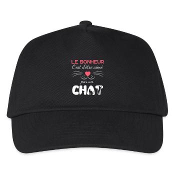 le bonheur c est d être aimé par un chat - Casquette de baseball Enfant - noir - Devant