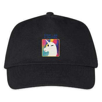 Einhorn mit Motto – Einzigartiges Design - Kinder Basecap - Schwarz - Vorne