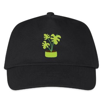 Blumentopf Pflanze Geschenk  - Kinder Basecap - Schwarz - Vorne