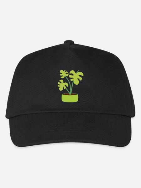 Blumentopf Pflanze Geschenk - Kinder Basecap - Schwarz