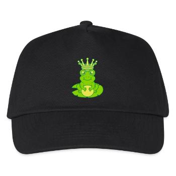 Froschkönig sitzt Seerose Seeblatt - Kinder Basecap - Schwarz - Vorne