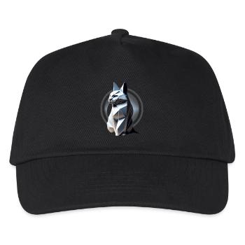Graue Katze im Origami-Stil - Kinder Basecap - Schwarz - Vorne