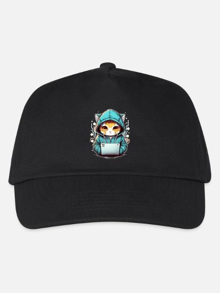 Coding cat - Kinder Basecap - Schwarz