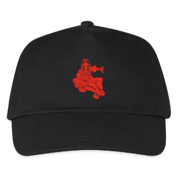 Strange red fox on skateboarding - Kids’ Baseball Cap - black - Front