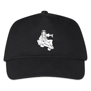 Strange white fox on skateboarding - Kids’ Baseball Cap - black - Front