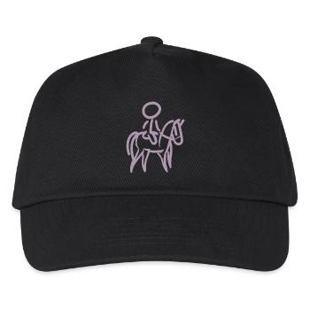 Reiterin auf Pferd Reiter Minimalist Minimalismus - Kinder Basecap - Schwarz - Vorne