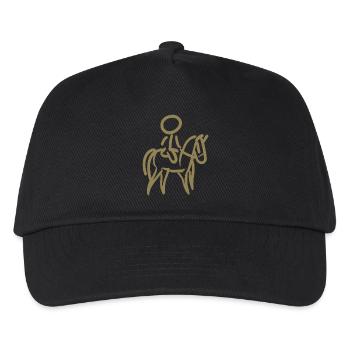 Reiterin auf Pferd Reiter Minimalist Minimalismus - Kinder Basecap - Schwarz - Vorne