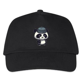 Ours panda cool avec chapeau de laine - Casquette de baseball Enfant - noir - Devant