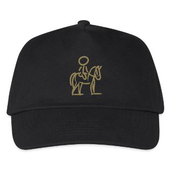 Reiterin auf Perd Minimalistischer Stil - Kinder Basecap - Schwarz - Vorne