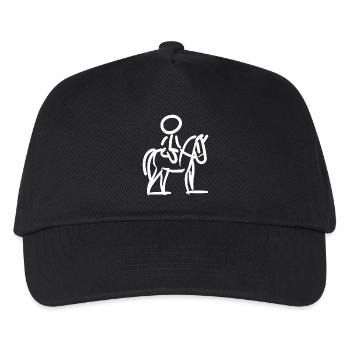 Reiterin auf Perd Minimalistischer Stil - Kinder Basecap - Schwarz - Vorne