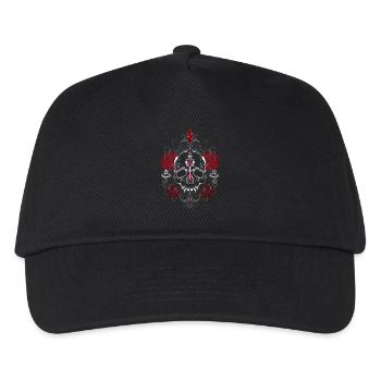 Skull with Red Roses Gothic Ästhetik - Kinder Basecap - Schwarz - Vorne