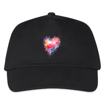 Herz - Kinder Basecap - Schwarz - Vorne