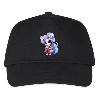 Licorne avec robe florale et violon – - Casquette de baseball Enfant - noir - Devant