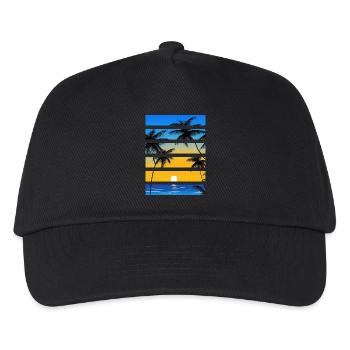 Palmenstrand Sonnenuntergang Sommerurlaub - Kinder Basecap - Schwarz - Vorne