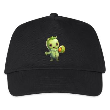 Grüner Alien trifft Avocado: Gesundes - Kinder Basecap - Schwarz - Vorne