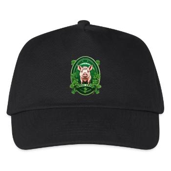 Cochon chanceux avec trèfles - Casquette de baseball Enfant - noir - Devant