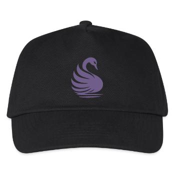 Elegante Schwan-Silhouette: Anmut auf dem Wasser - Kinder Basecap - Schwarz - Vorne