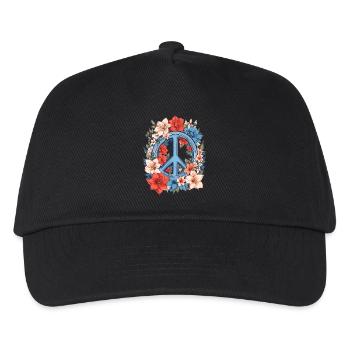 Friedenszeichen - Kinder Basecap - Schwarz - Vorne