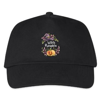 Blumen Hexe Kürbis - Kinder Basecap - Schwarz - Vorne