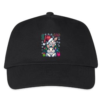 Festliche Osterhasen mit Weihnachtsmütze - Kinder Basecap - Schwarz - Vorne