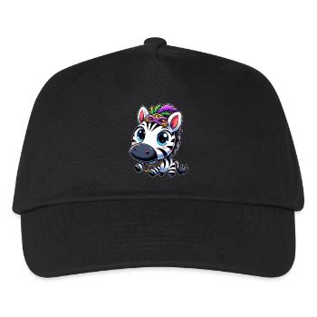 Karnevals-Zebra: Mardi Gras mit Maske - Kinder Basecap - Schwarz - Vorne