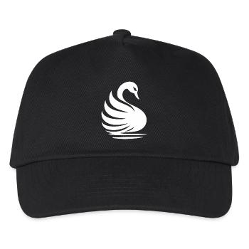 Elegante Schwan-Silhouette: Anmut auf dem Wasser - Kinder Basecap - Schwarz - Vorne