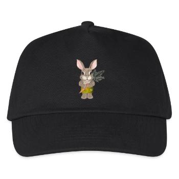putziges Kaninchen mit Karotte und Shorts - Kinder Basecap - Schwarz - Vorne