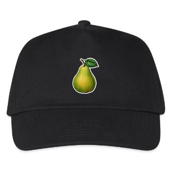 Birne mit Blatt - Kinder Basecap - Schwarz - Vorne