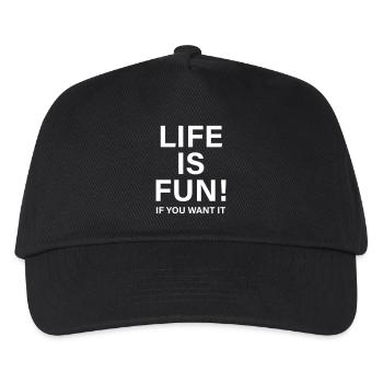 Life is fun - Kinder Basecap - Schwarz - Vorne
