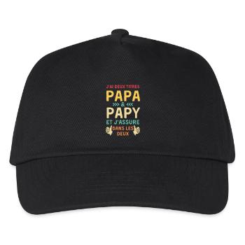J ai deux titres papa et papy et j assure les deux - Casquette de baseball Enfant - noir - Devant