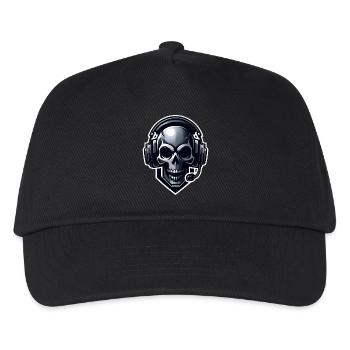 Totenkopf mit Gaming Headset - Kinder Basecap - Schwarz - Vorne