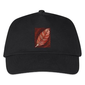 Red-White Feather - Elegance on Red - Kids’ Baseball Cap - black - Front