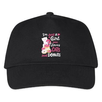 Donut und Katzenliebhaber - Kinder Basecap - Schwarz - Vorne