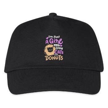Donut- und Katzenliebhaber - Kinder Basecap - Schwarz - Vorne