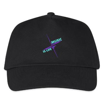 Music is Life Puls Herzschlag Musik Frequenz Text - Kinder Basecap - Schwarz - Vorne