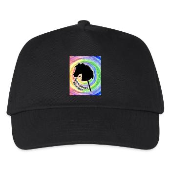 Steckenpferd- Hobbyhorsing-Regenbogen- Pferd am Stock - Kinder Basecap - Schwarz - Vorne