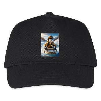 Eine Echse bei einer Schlittenfahrt - Kinder Basecap - Schwarz - Vorne