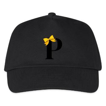 Letter p yellow bow - Kids’ Baseball Cap - black - Front