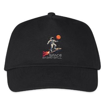 Space Basketball Astronaut Raumschiff Geschenk - Kinder Basecap - Schwarz - Vorne