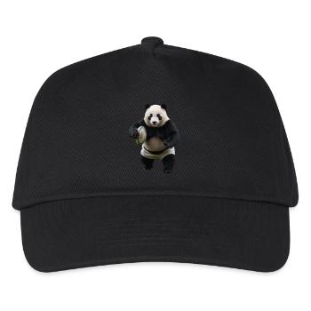 Sportlicher Panda - Kinder Basecap - Schwarz - Vorne