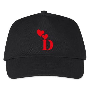 Roter Herz-Buchstabe - Kinder Basecap - Schwarz - Vorne