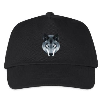 Wolfskopf niedriges Polygon in schwarz-weiß - Kinder Basecap - Schwarz - Vorne