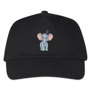 Adorable blue comic elephant With hat - Kids’ Baseball Cap - black - Front