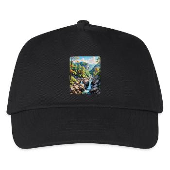 Ruhige Berg-Wasserfall-Landschaft - Kinder Basecap - Schwarz - Vorne