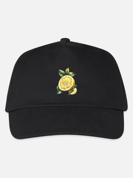 Ein gelbes Zitronen-T-Shirt-Design - Kinder Basecap - Schwarz