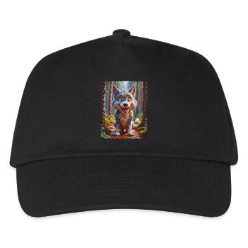super cute animals in a forest – wolf - Kids’ Baseball Cap - black - Front