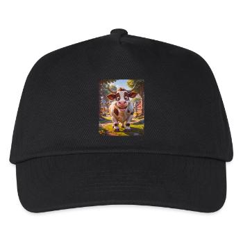 super cute animals on a farm – bull - Kids’ Baseball Cap - black - Front