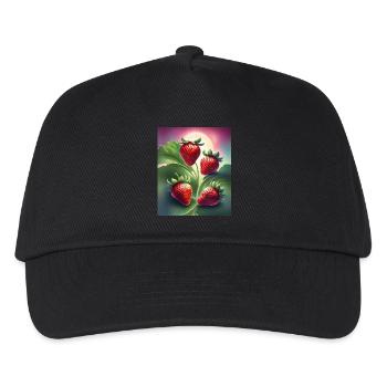 Vier leckere Erdbeeren - Kinder Basecap - Schwarz - Vorne
