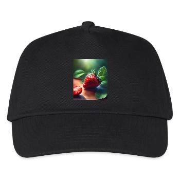 Rote saftige Erdbeere - Kinder Basecap - Schwarz - Vorne