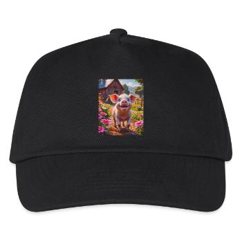 super cute animals in a forest – domestic pig - Kids’ Baseball Cap - black - Front